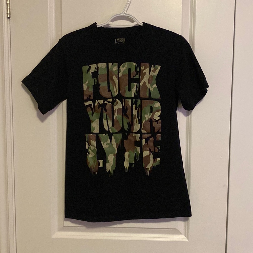F*ck your lyfe brand shirt army print